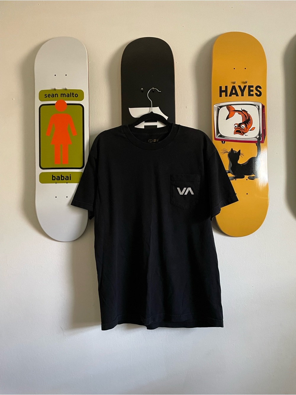 3/$15 RVCA Black Pocket Logo T-Shirt - Men's Casual Tee
